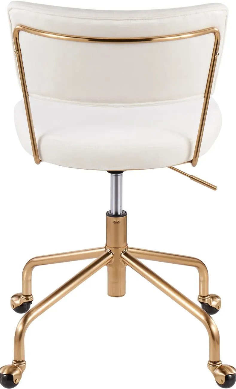 White Velvet Task Chair - Tania