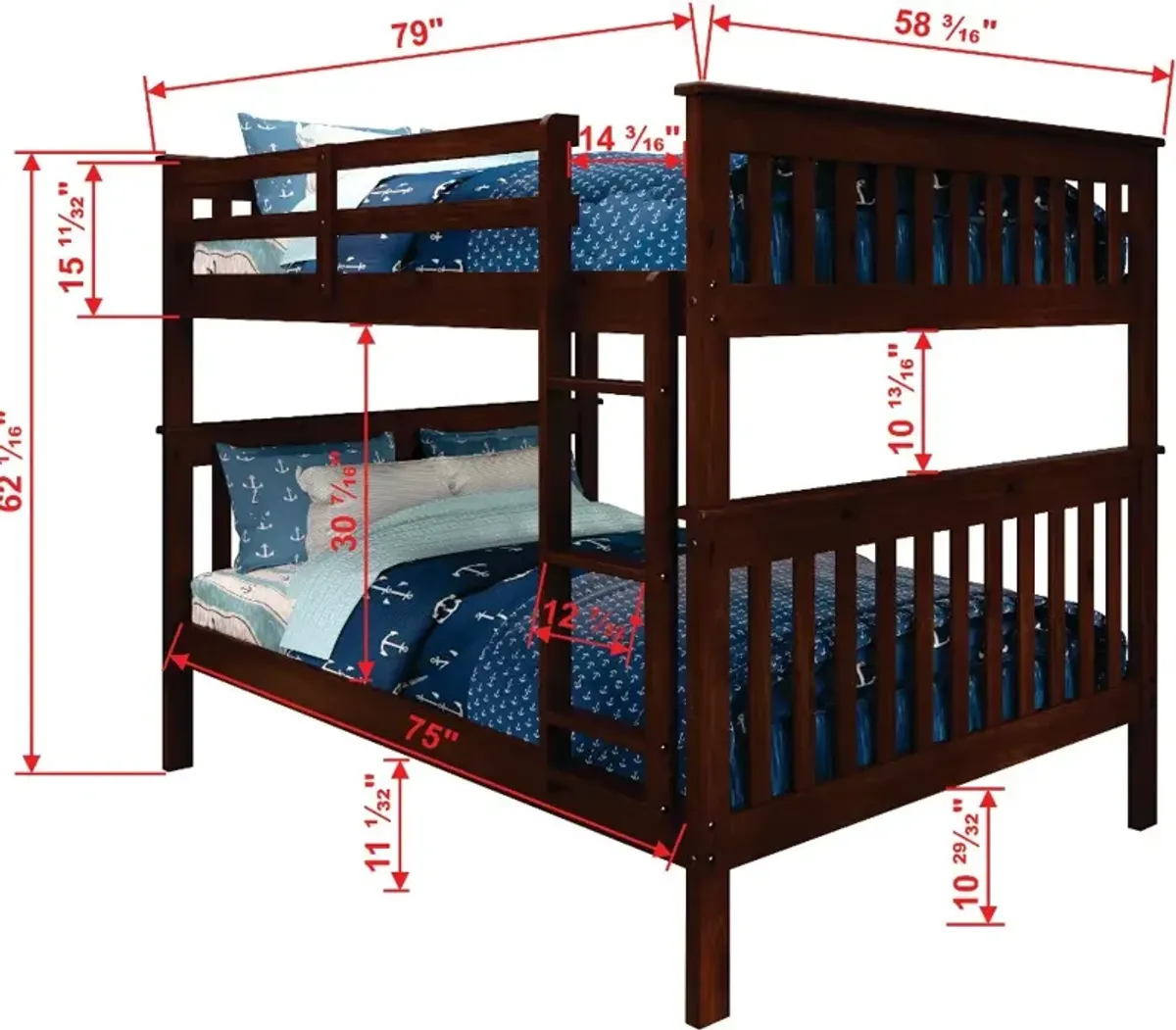 Dark Cappuccino Brown Full-over-Full Bunk Bed - Craftsman