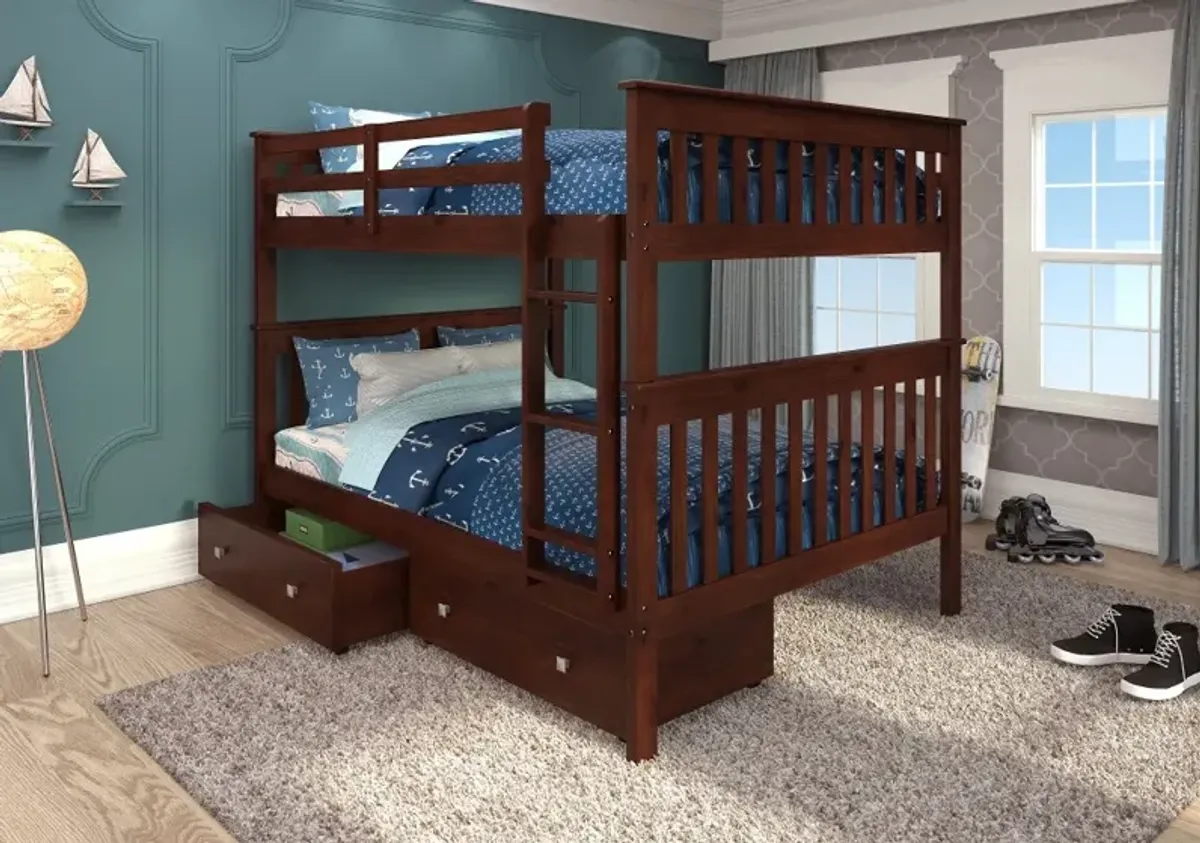 Dark Cappuccino Brown Full-over-Full Bunk Bed - Craftsman