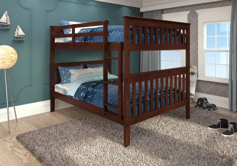 Dark Cappuccino Brown Full-over-Full Bunk Bed - Craftsman