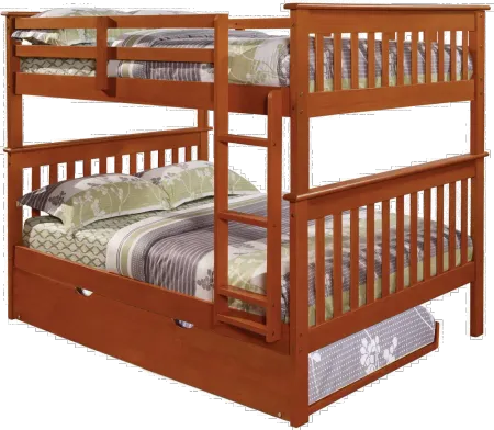 Craftsman Espresso Brown Full-over-Full Bunk Bed with Trundle