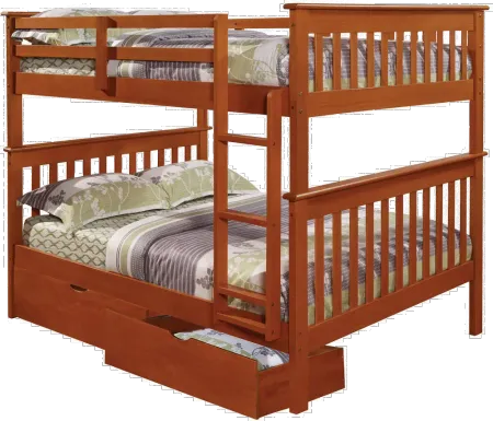 Craftsman Espresso Brown Full-over-Full Bunk Bed with Storage