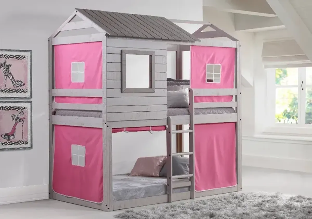 Rustic Gray Twin over Twin Bunk Bed - Tree Fort