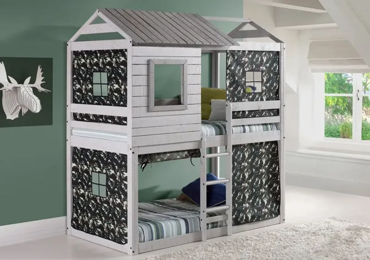 Rustic Gray Twin over Twin Bunk Bed - Tree Fort