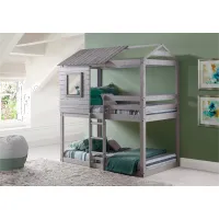 Rustic Gray Twin over Twin Bunk Bed - Tree Fort