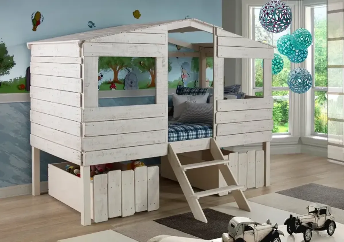 Rustic Sand Twin Loft Bed - Treehouse