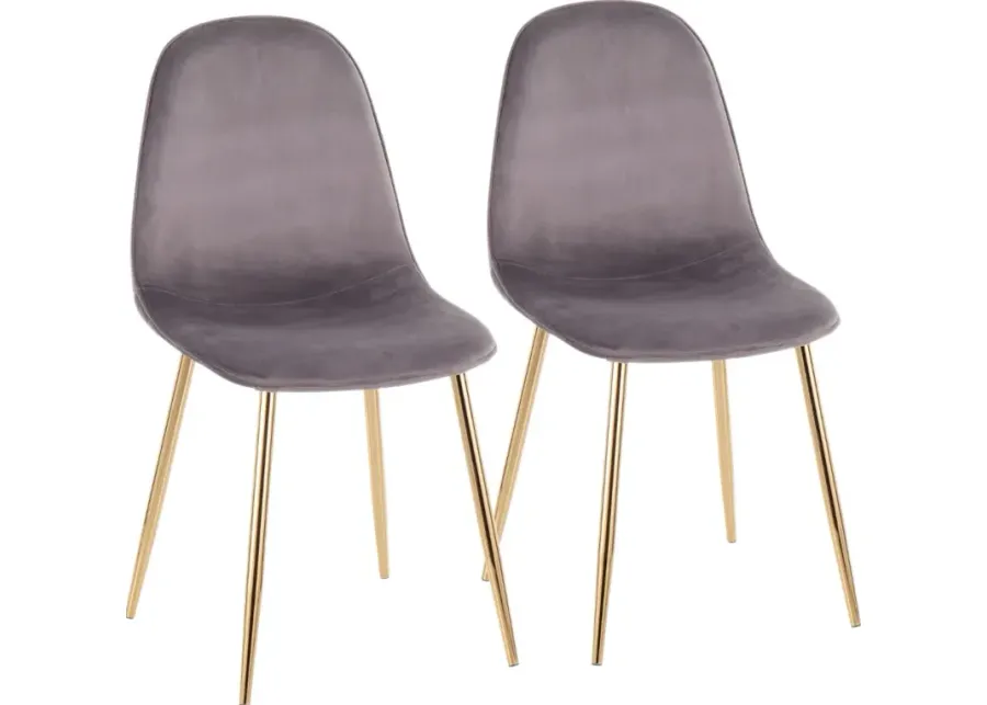 Contemporary Gray and Gold Dining Room Chair (Set of 2) - Pebble