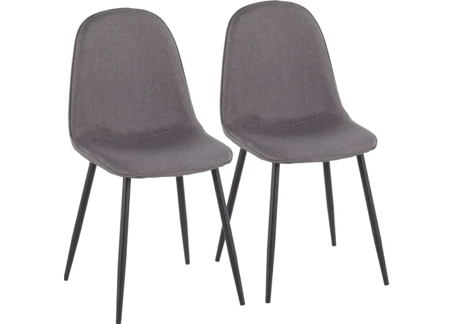 Contemporary Gray and Black Dining Room Chair (Set of 2) - Pebble