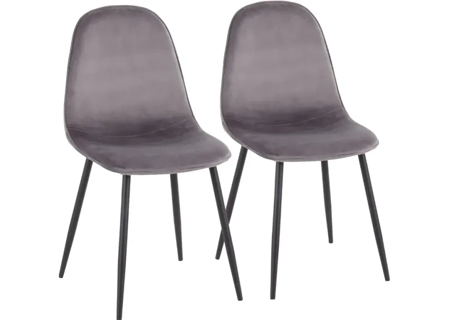 Contemporary Gray and Black Dining Room Chair (Set of 2) - Pebble