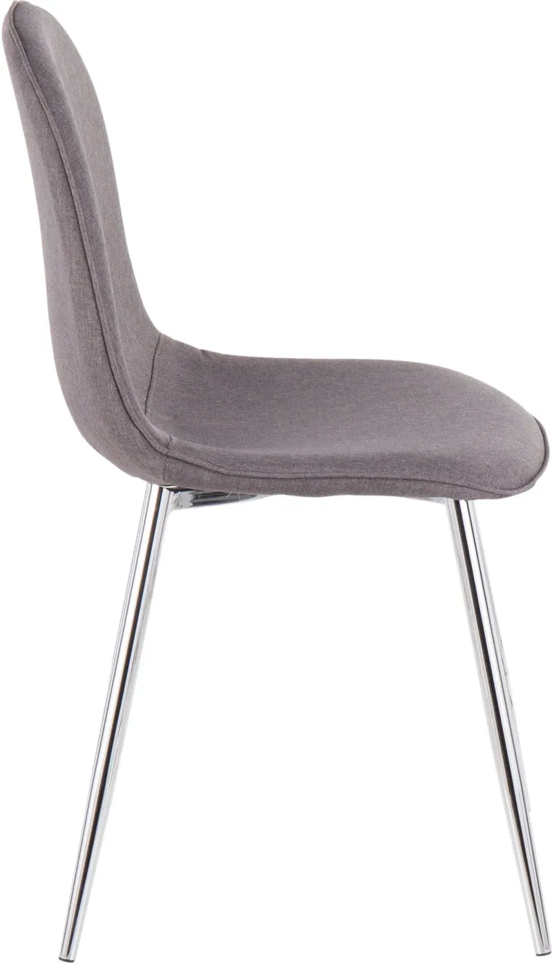 Contemporary Gray and Chrome Dining Room Chair (Set of 2) - Pebble