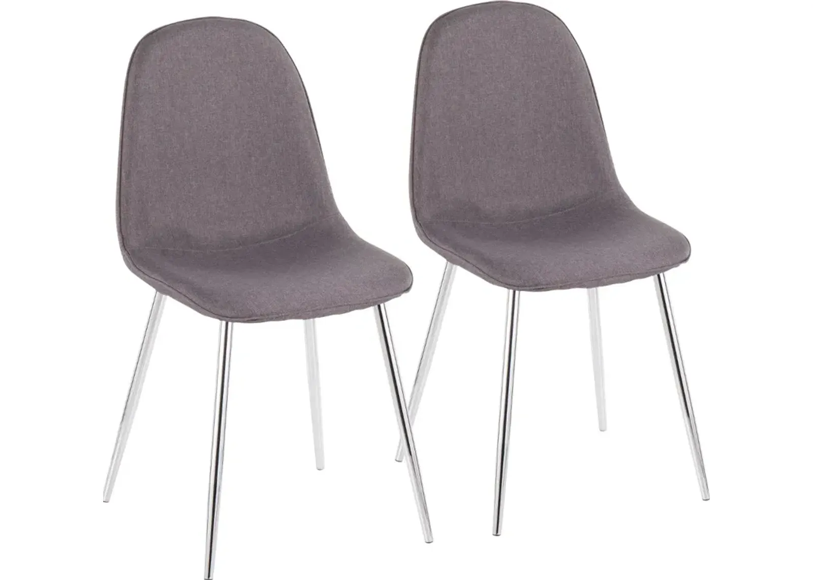 Contemporary Gray and Chrome Dining Room Chair (Set of 2) - Pebble