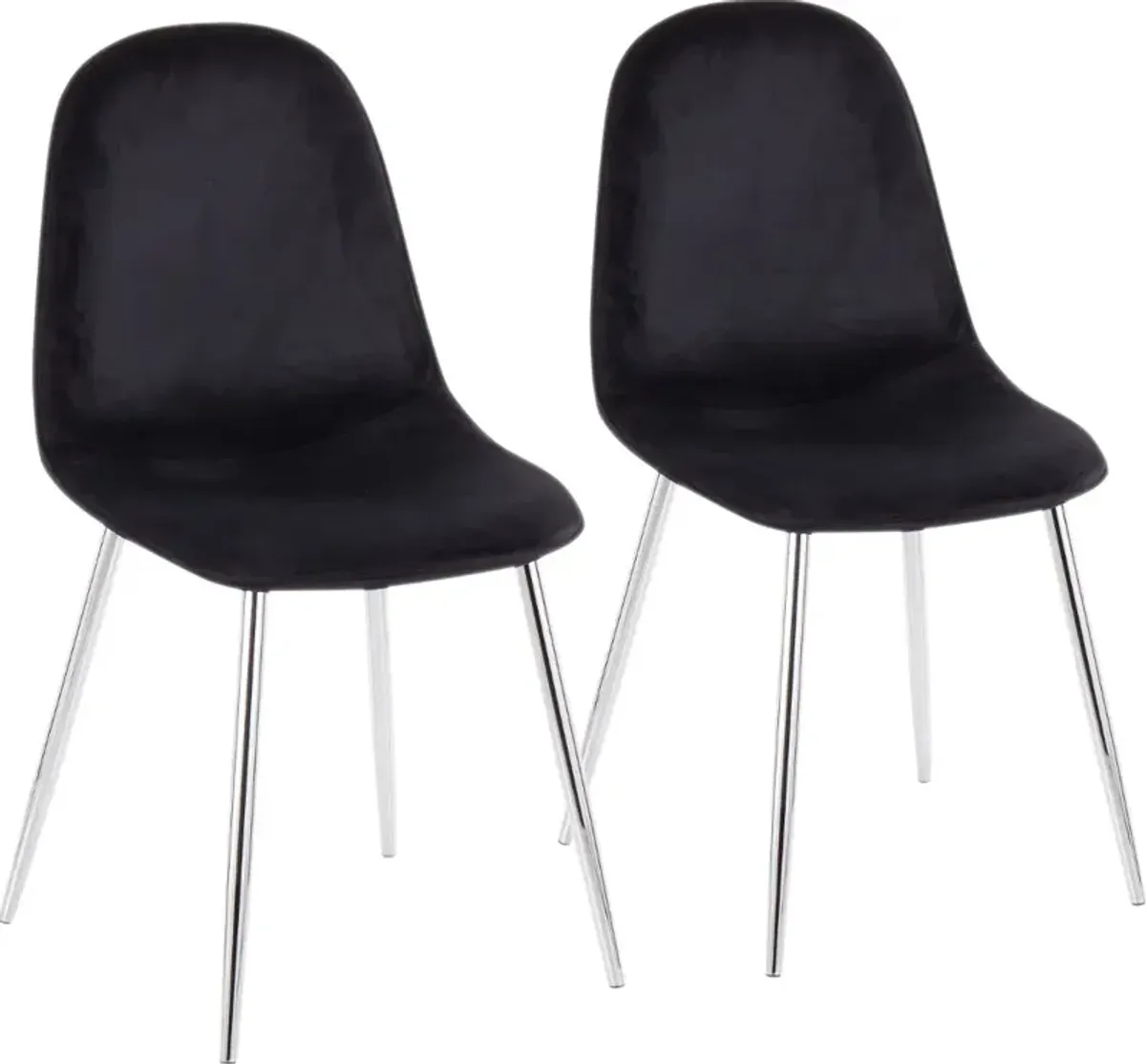 Contemporary Black and Chrome Dining Room Chair (Set of 2) - Pebble