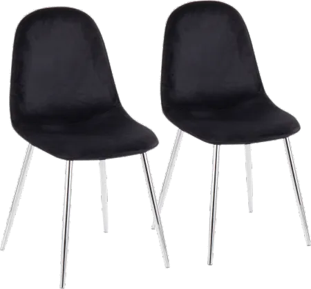 Contemporary Black and Chrome Dining Room Chair (Set of 2) - Pebble