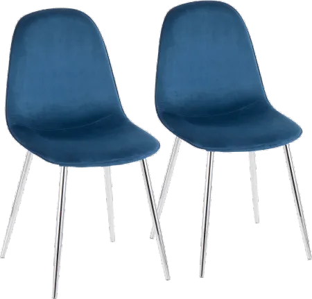 Contemporary Blue and Chrome Dining Room Chair (Set of 2) - Pebble