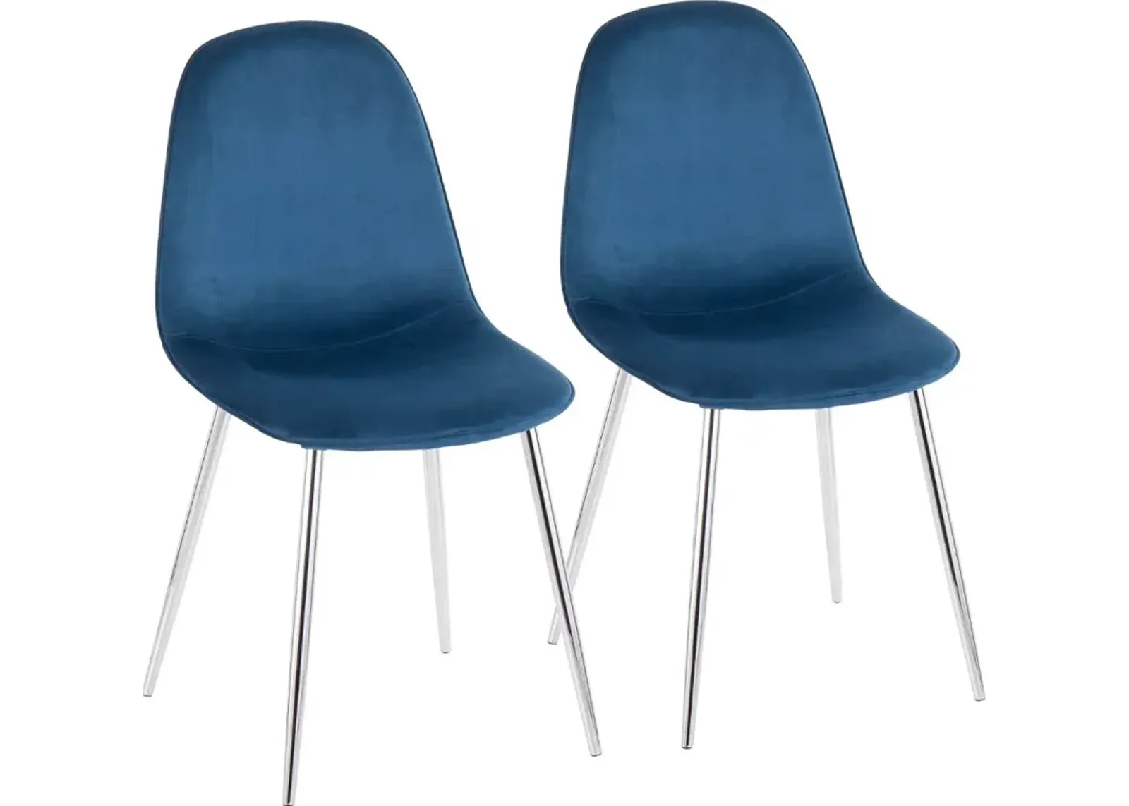 Contemporary Blue and Chrome Dining Room Chair (Set of 2) - Pebble