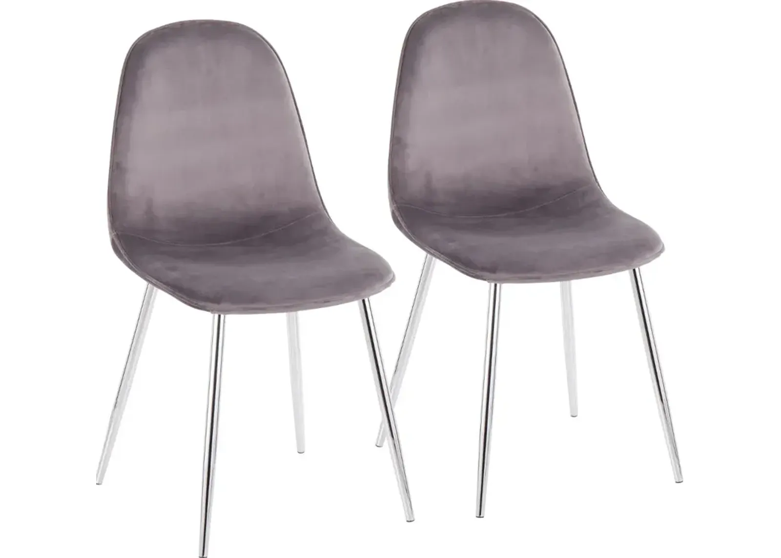 Contemporary Gray and Chrome Dining Room Chair (Set of 2) - Pebble