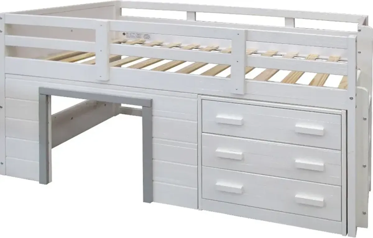 Sweet Dreams White and Gray Twin Low Loft Bed