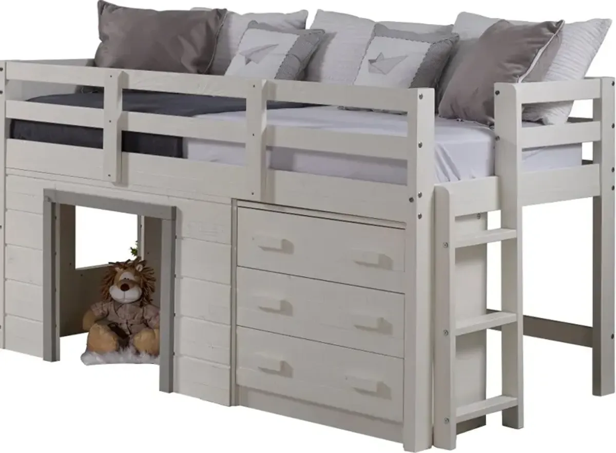 Sweet Dreams White and Gray Twin Low Loft Bed