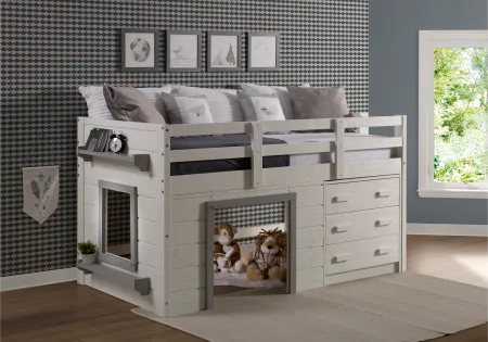 Sweet Dreams White and Gray Twin Low Loft Bed