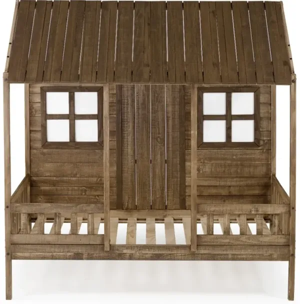 Rustic Driftwood Twin Low Loft Bed - Front Porch