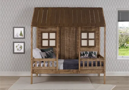 Rustic Driftwood Twin Low Loft Bed - Front Porch