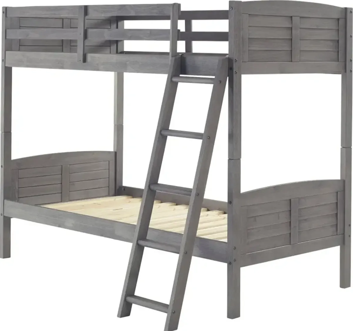 Antique Gray Twin over Twin Bunk Bed - Louver