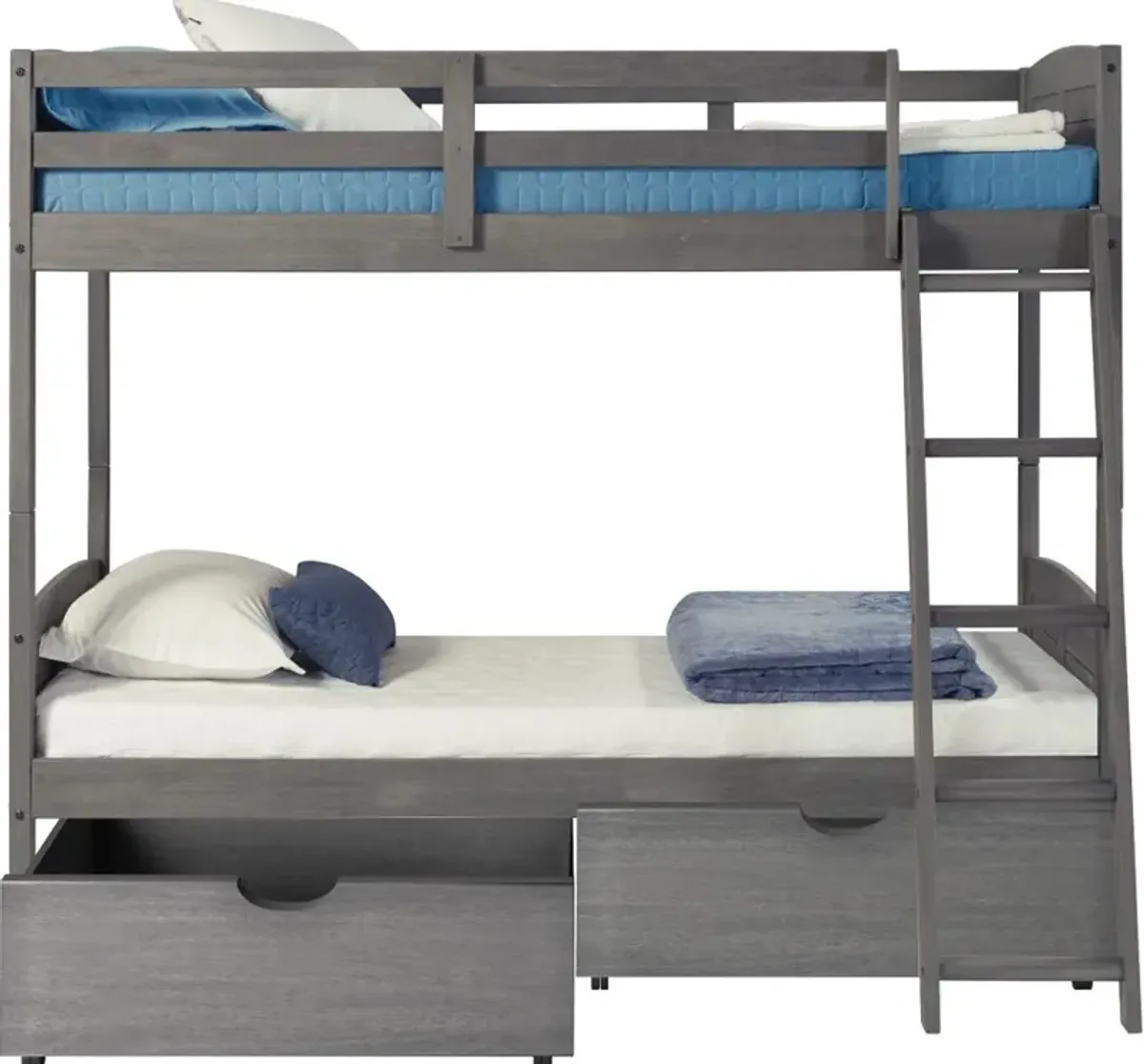 Antique Gray Twin over Twin Bunk Bed - Louver