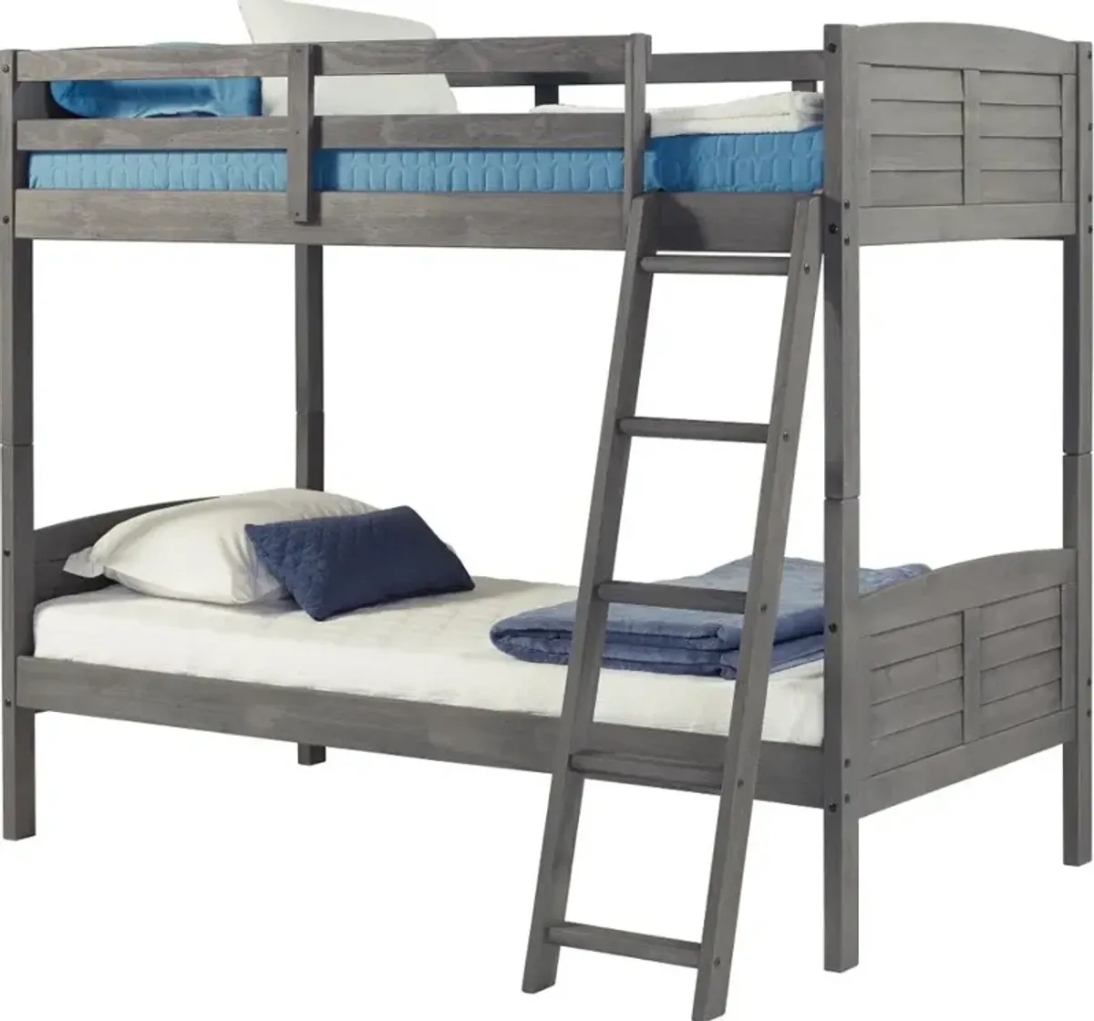 Antique Gray Twin over Twin Bunk Bed - Louver