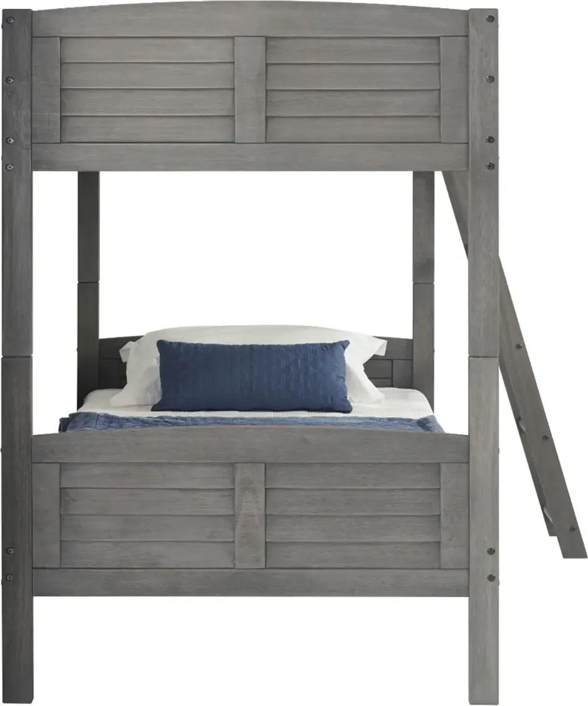 Antique Gray Twin over Twin Bunk Bed - Louver