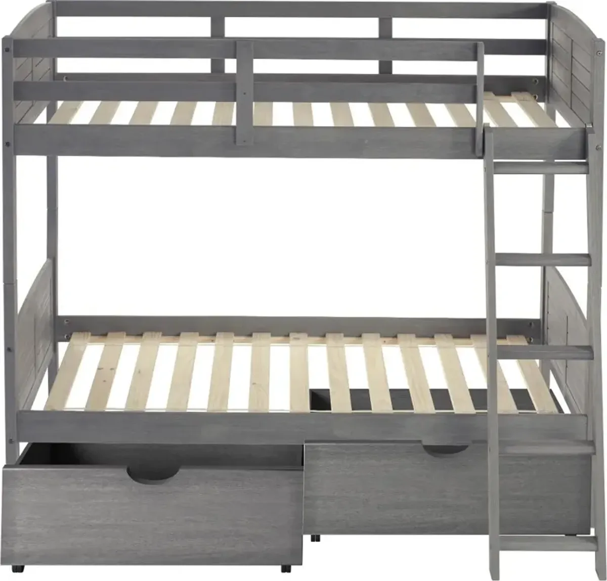 Antique Gray Twin over Twin Bunk Bed - Louver