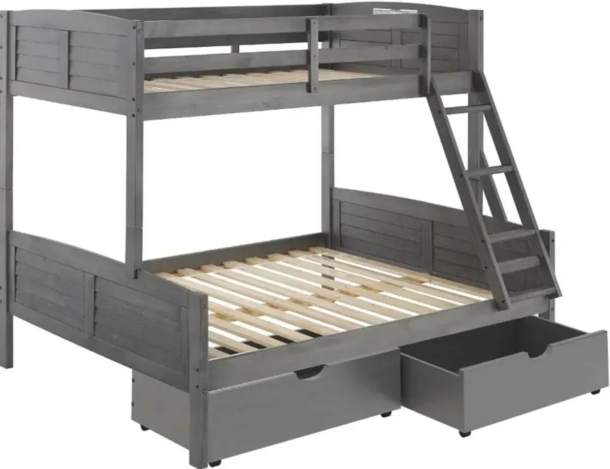 Antique Gray Twin over Full Bunk Bed - Louver