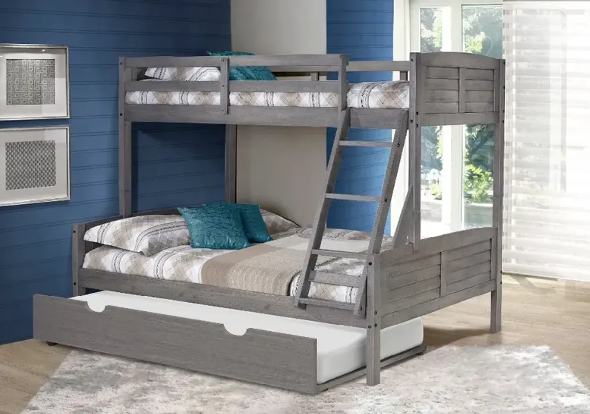 Antique Gray Twin over Full Bunk Bed - Louver