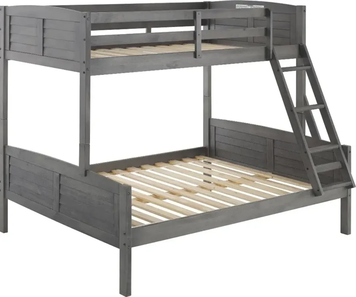 Antique Gray Twin over Full Bunk Bed - Louver