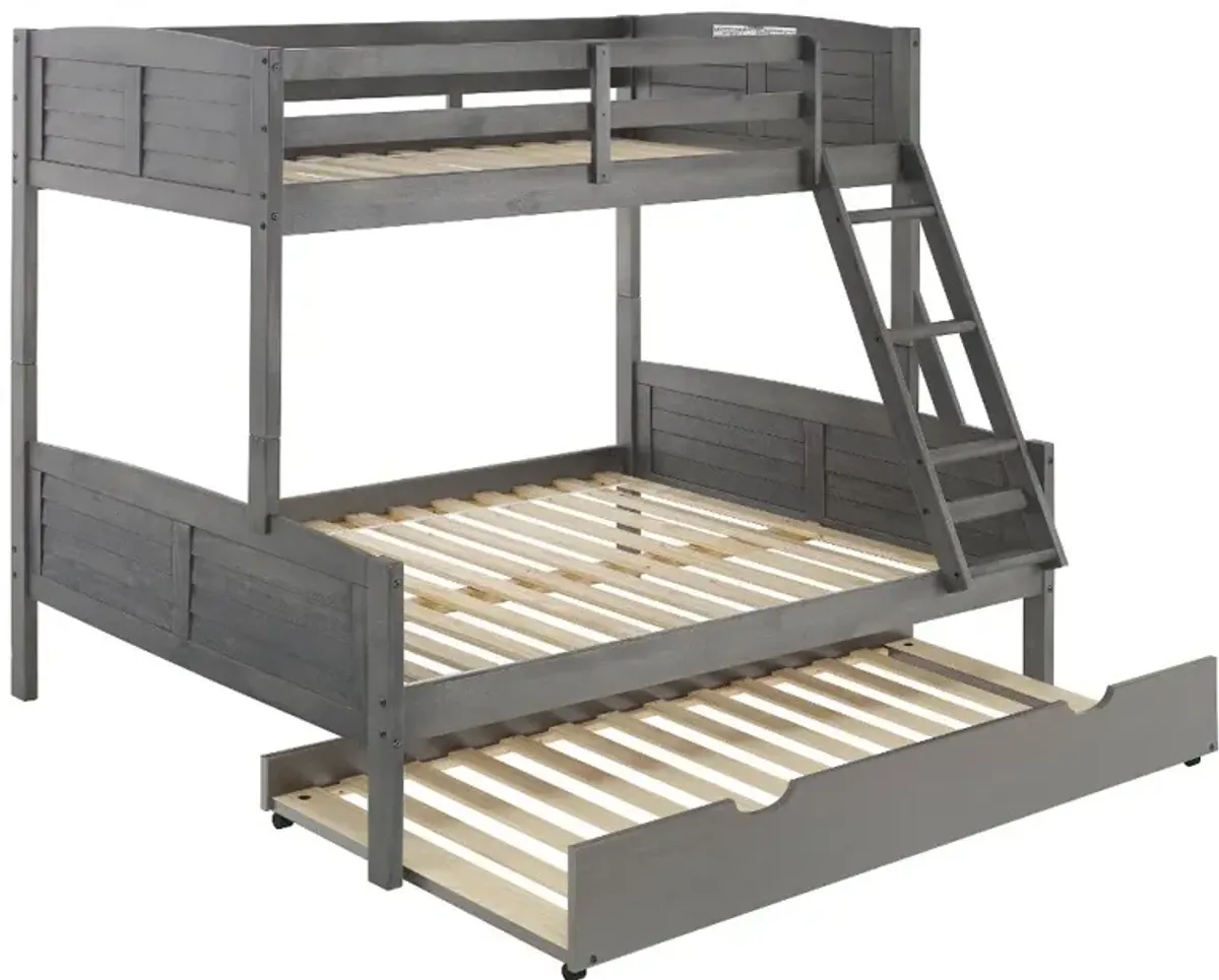 Antique Gray Twin over Full Bunk Bed - Louver