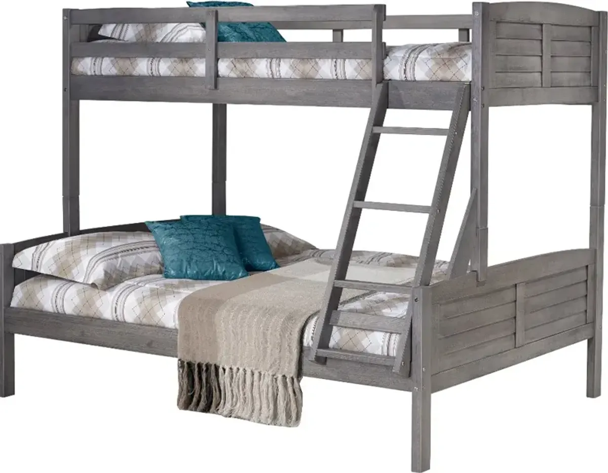 Antique Gray Twin over Full Bunk Bed - Louver