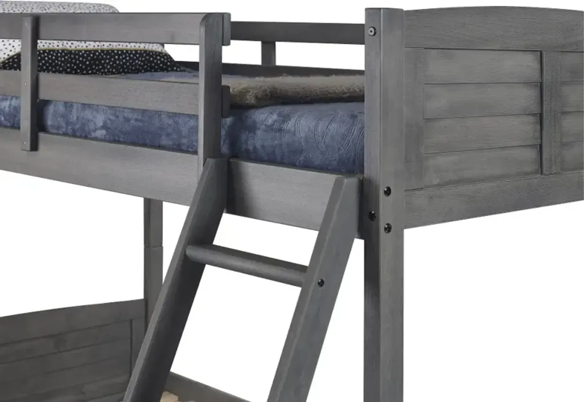 Antique Gray Twin over Full Bunk Bed - Louver