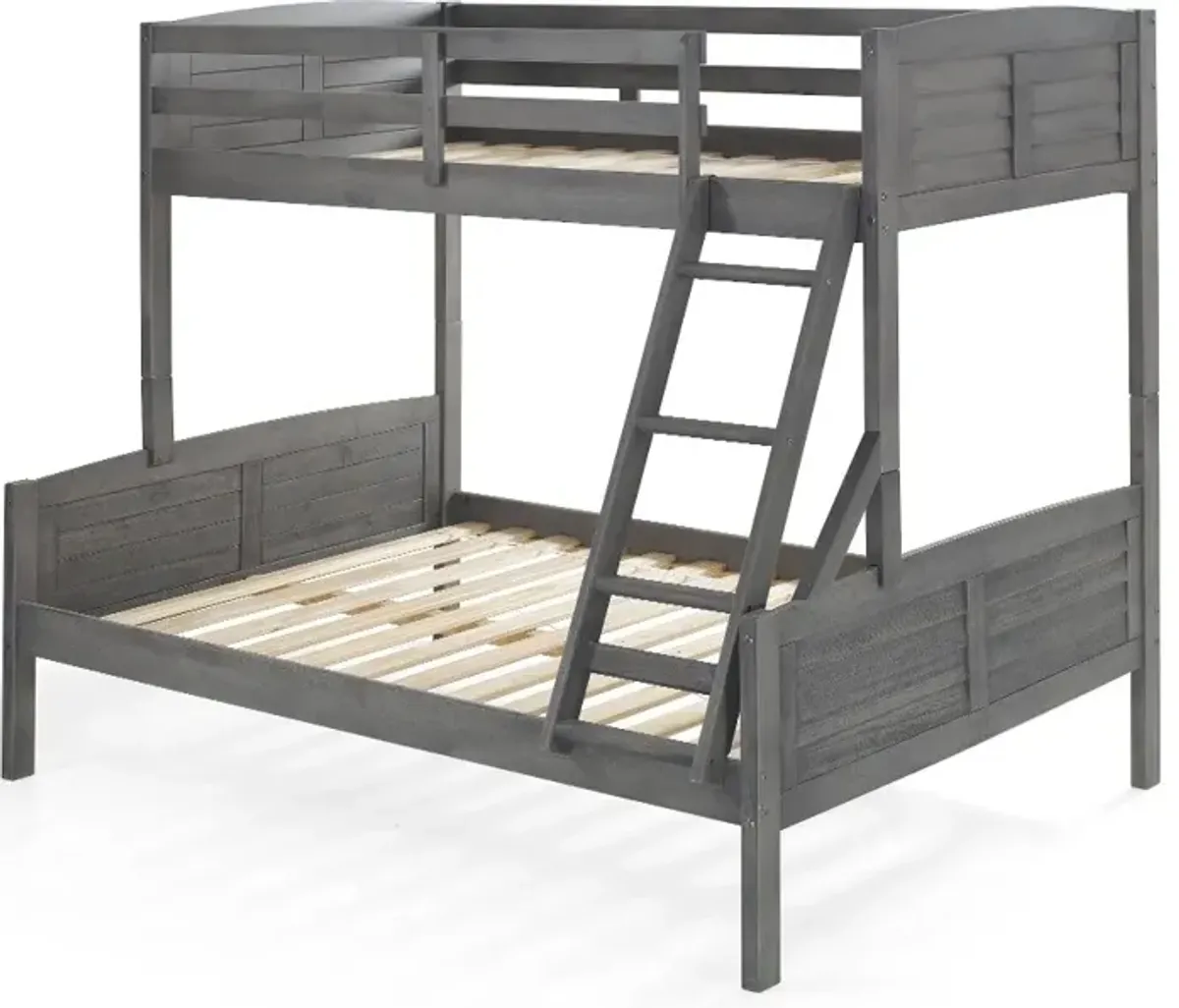 Antique Gray Twin over Full Bunk Bed - Louver