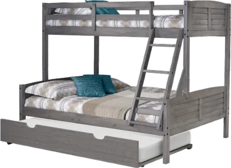 Antique Gray Twin over Full Bunk Bed with Trundle - Louver