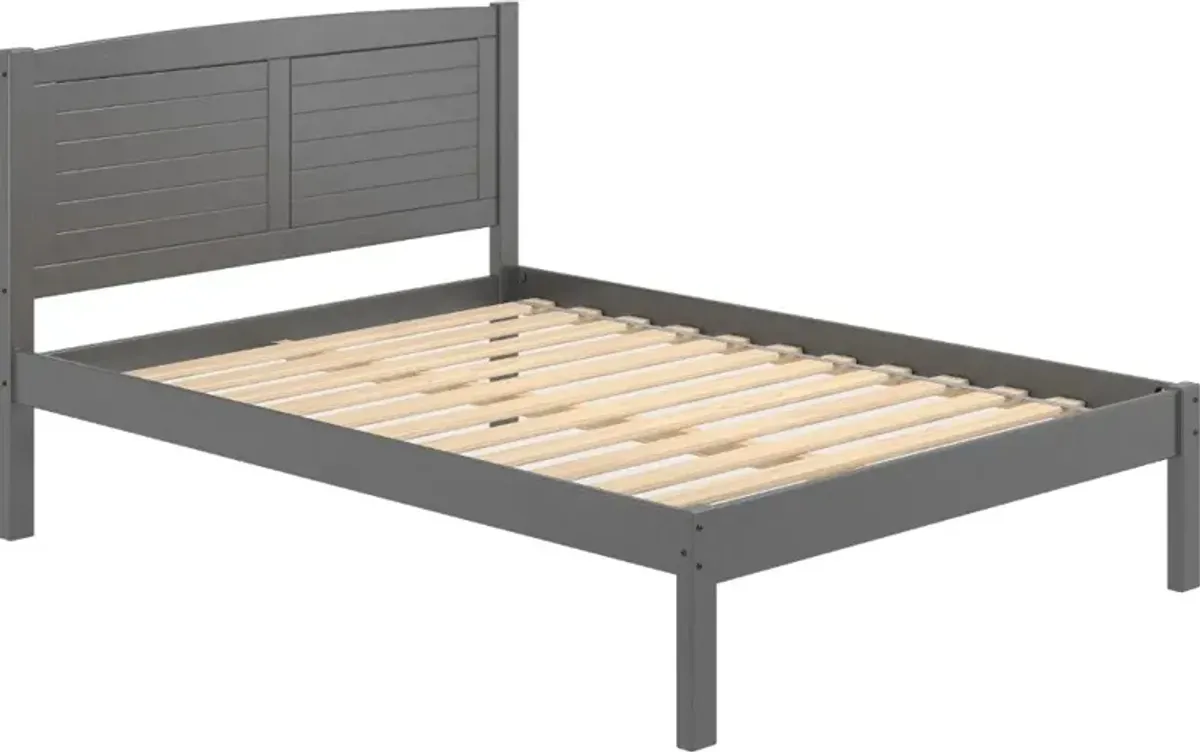 Antique Gray Full Platform Bed - Louver