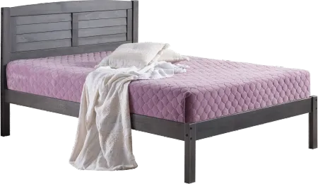 Antique Gray Full Platform Bed - Louver