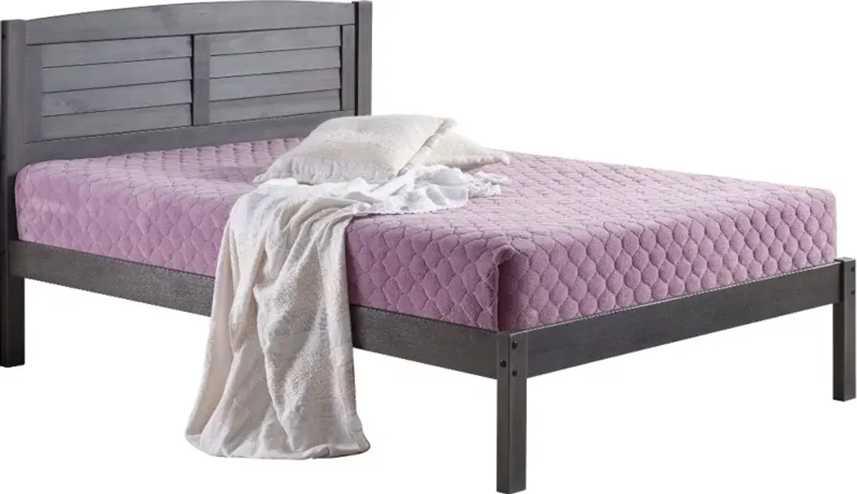 Antique Gray Full Platform Bed - Louver