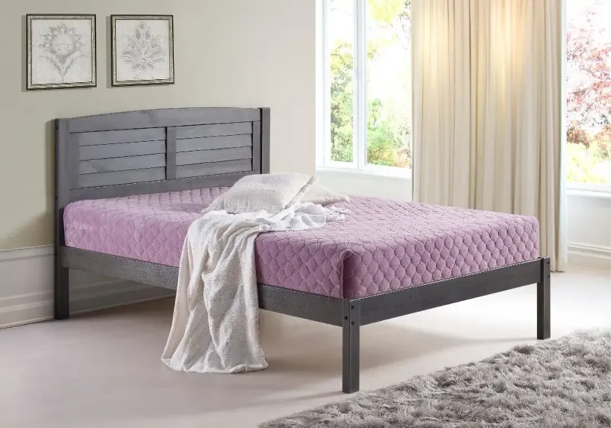 Antique Gray Full Platform Bed - Louver