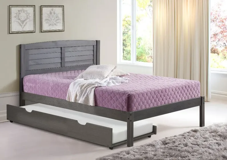 Antique Gray Full Platform Bed with Trundle - Louver