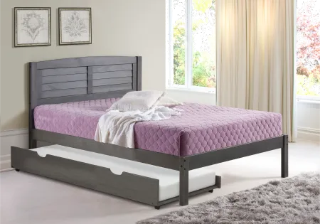 Antique Gray Full Platform Bed with Trundle - Louver