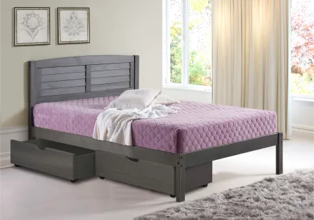 Antique Gray Full Platform Bed with Storage Drawers - Louver