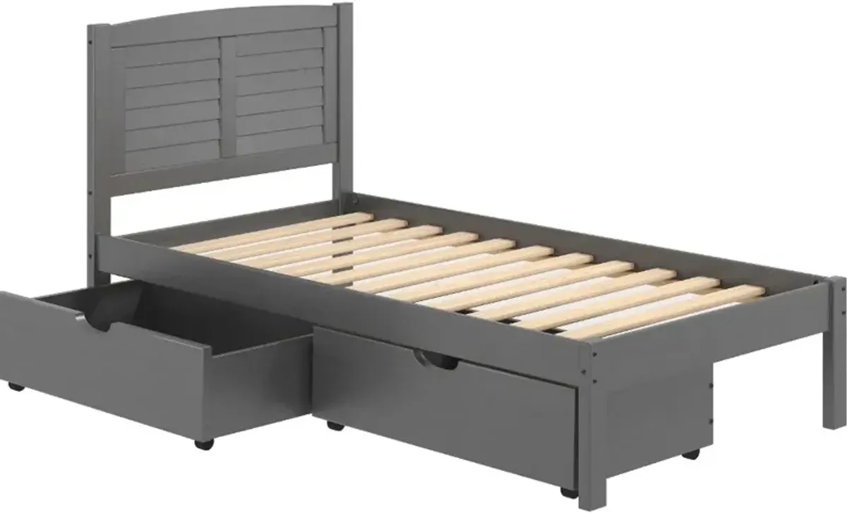 Antique Gray Twin Platform Bed - Louver