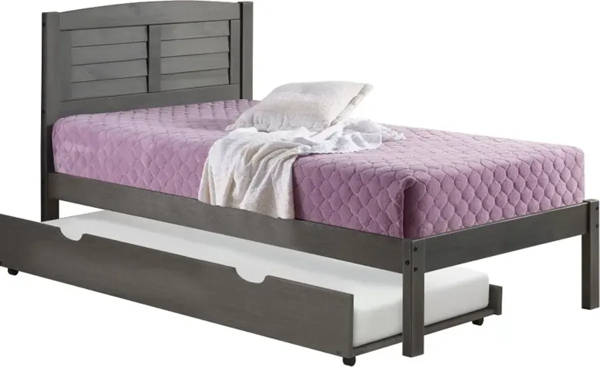 Antique Gray Twin Platform Bed - Louver