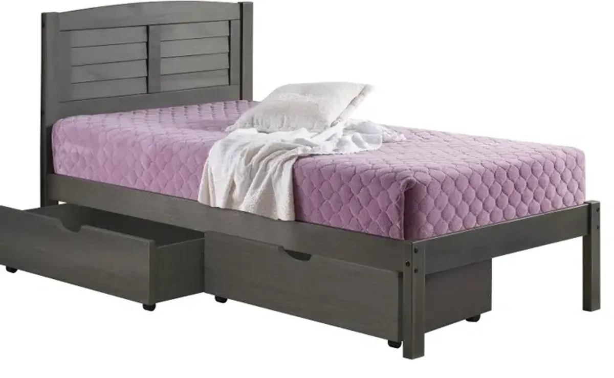 Antique Gray Twin Platform Bed - Louver