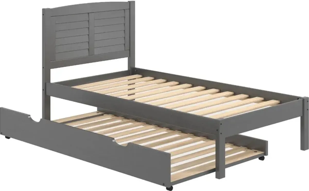 Antique Gray Twin Platform Bed - Louver