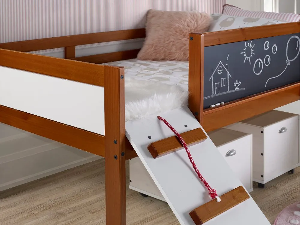 Contemporary Brown and White Twin Low Loft Bed - Junior